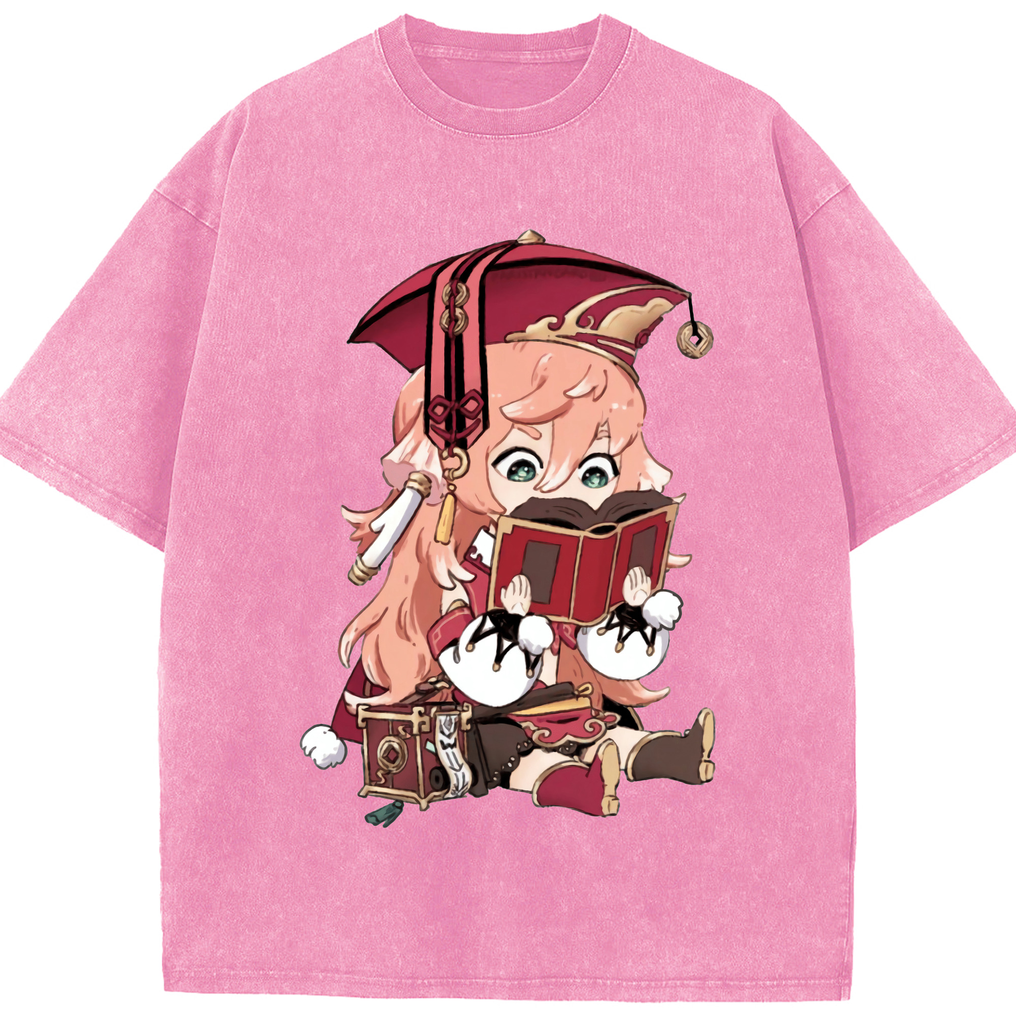 げんし神 ヤンフェイ genshin Yanfei 綿100% ヴィンテージ風 半袖Tシャツ（フロントプリント）